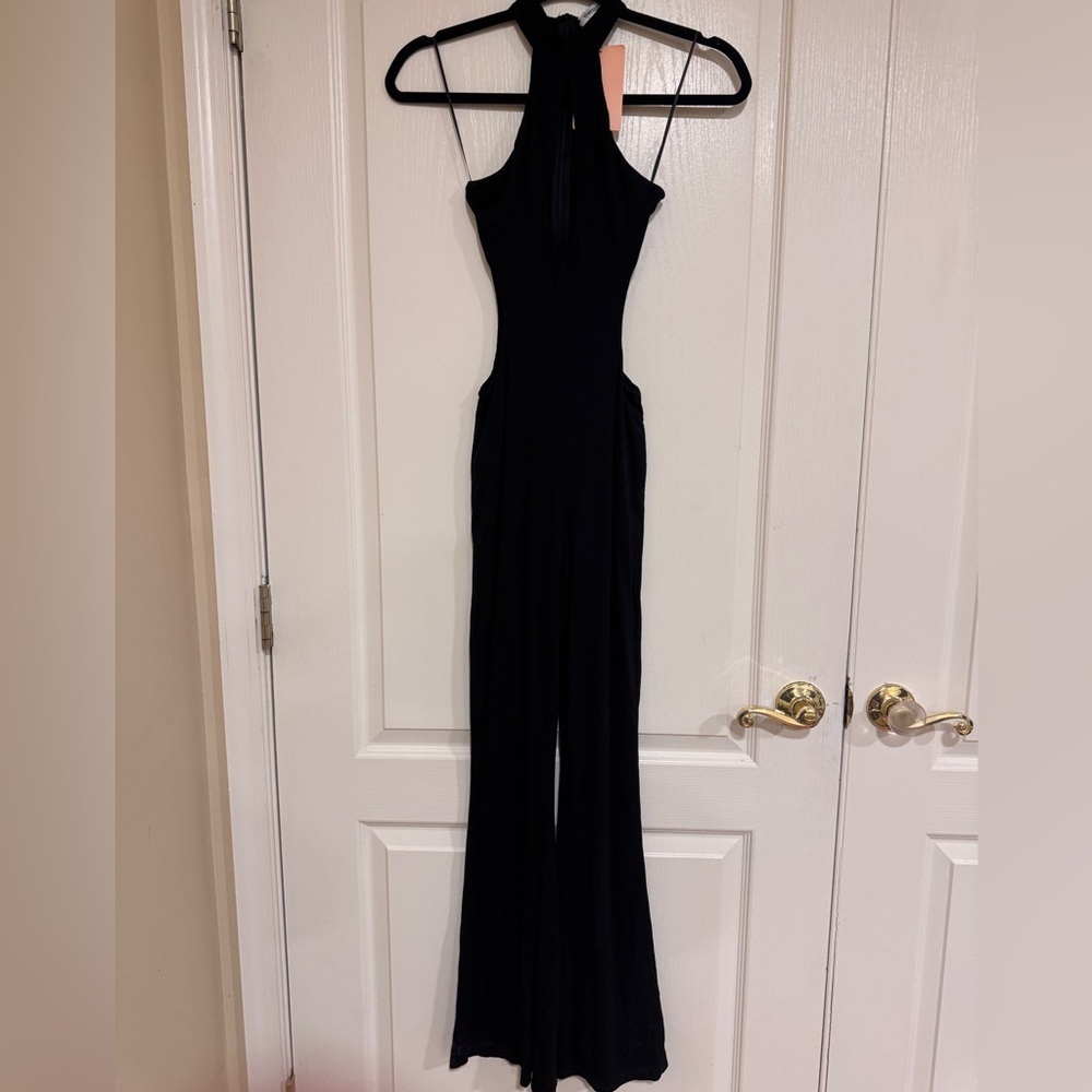 NWT THATSSOFETCH black halter cutout jumpsuit​​